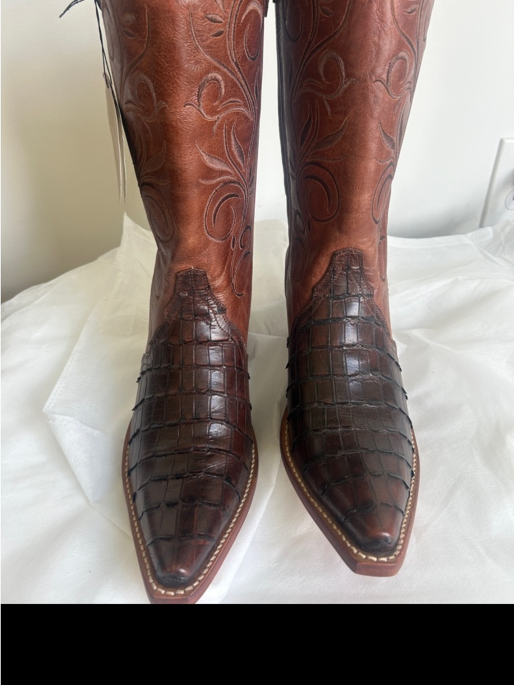 NWT-Twisted X Woman’s Crocodile and Bomber Leather Snip Toe 14” Cowgirl Boots - Picture 4 of 9